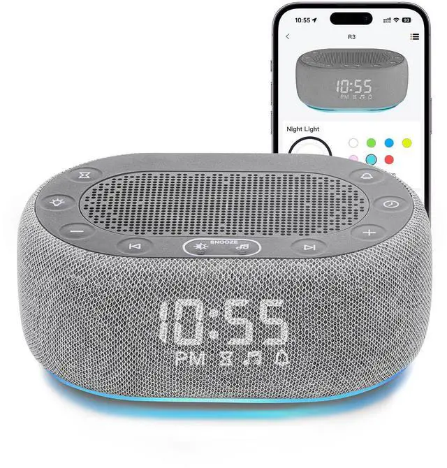 Main image of White Noise Sound Machine with Alarm Clock, Sound Machine for Sleep for Adults Baby, 30 Soothing Sounds, Smart App Controlled, Dimmable 7-Color Night Light, Sleeping Timer, 30 Volume Levels