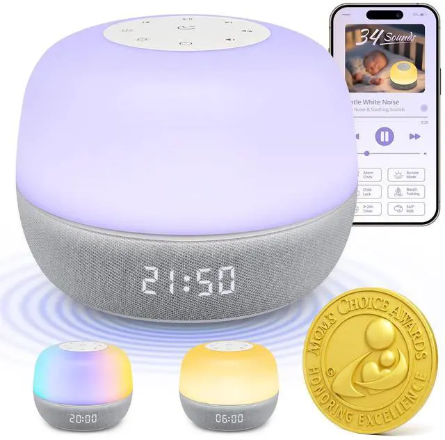 Main image of White Noise Sound Machine Baby, 34 Sounds, Sunrise Alarm Clock
