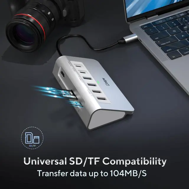 Alt view image 7 of 7 - P9 USB C Hub, intpw 9-in-1 USB C Hub Multiport Adapter with 4K HDMI, PD 100W, Type-C & 2 USB A 3.0 5Gbps, 2 USB A 2.0, SD/TF Card Reader, Aluminum USB Hub for Laptop, iPhone 17 Series, MacBook, iPad