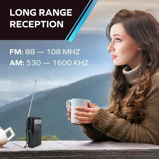 Alt view image 4 of 7 - Portable AM/FM Radio Retro Battery Operated Pocket Radio with Powerful Speakers, Long 800-Hour Battery, Clear Reception, Emergency & Travel Transistor Device for Home or Outdoors
