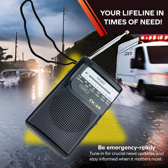 Alt view image 7 of 7 - Portable AM/FM Radio Retro Battery Operated Pocket Radio with Powerful Speakers, Long 800-Hour Battery, Clear Reception, Emergency & Travel Transistor Device for Home or Outdoors