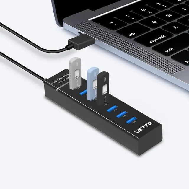 Alt view image 7 of 7 - 7-Port USB 3.0 Hub, Data USB Hub Splitter with 3.3ft Long Cable for Laptop, PC, MacBook, Mac Pro, Mac mini, iMac, Surface Pro and More