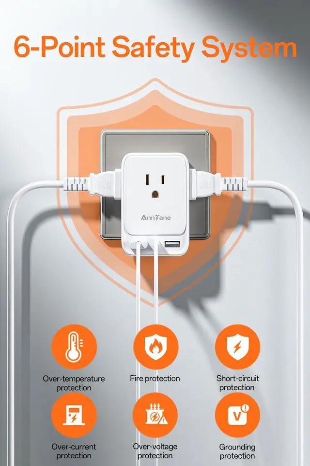 Alt view image 5 of 7 - 2 Pack European Travel Adapter, US to Europe Plug Adaptor with 4 Outlets 3 USB Charging Ports, Type C Power Adapter for USA to EU Euro Spain France Iceland Italy Germany Greece, White