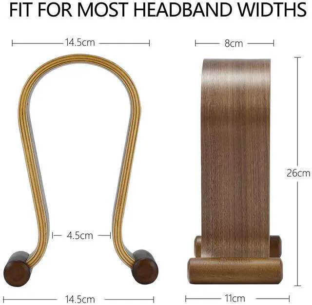 Alt view image 3 of 5 - Wood Headphone Stand, Headphone Holder Wood Headset Stand Compatible for Sony, Bose, Shure, Jabra, JBL, AKG Gaming Headphones Display et. (Walnut)
