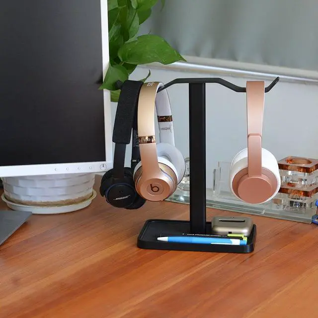 Alt view image 6 of 7 - HS908 - Dual Headphones Stand for Desk, Aluminum Alloy & Metal Gaming Headsets Holder Hanger