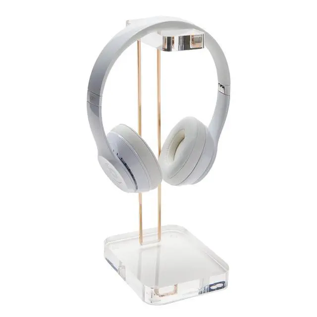 Alt view image 4 of 7 - Acrylic Headphones Stand, Headset Holder, Office Accessories, Clear Acrylic with Gold Hardware, 4 x 5 x 10.5 (93922)