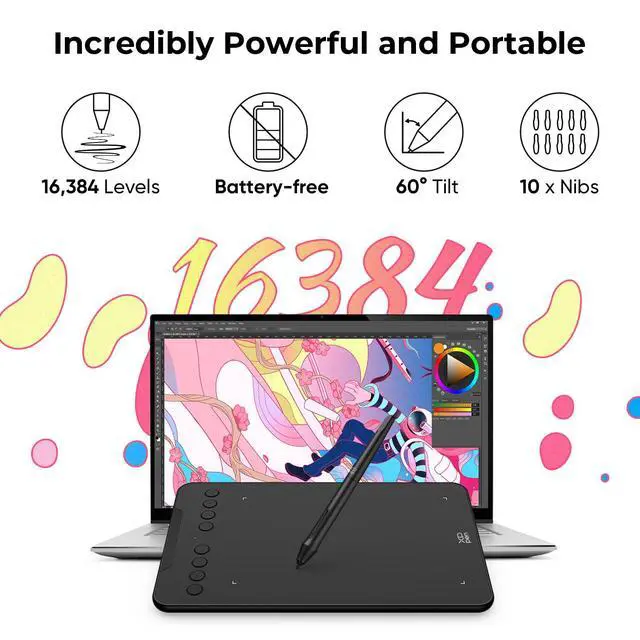 Alt view image 2 of 7 - Updated Deco Mini7 V2 Drawing Tablet-16384 Levels of Pressure Battery-Free Stylus, 7 x 4 OSU Drawing Pad, 8 Hotkeys for Digital Art, Teaching, Gaming Graphic Tablet for Chrome, PC, Mac, Android