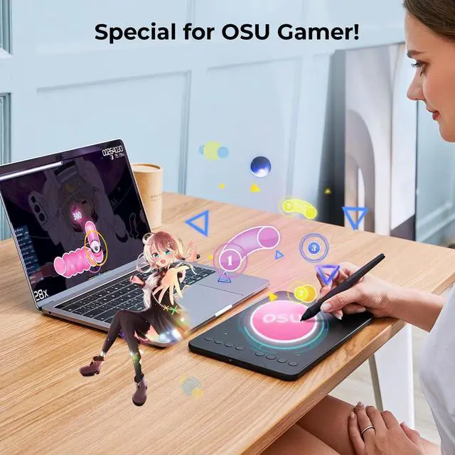 Alt view image 5 of 7 - Updated Deco Mini7 V2 Drawing Tablet-16384 Levels of Pressure Battery-Free Stylus, 7 x 4 OSU Drawing Pad, 8 Hotkeys for Digital Art, Teaching, Gaming Graphic Tablet for Chrome, PC, Mac, Android