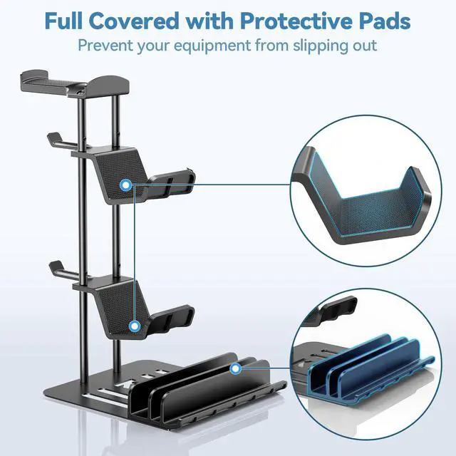 Alt view image 4 of 7 - Headphone Stand, Controller Holder & Headset Holder for Desk, Earphone Stand with Aluminum Supporting Bar, Universal Storage Organizer Headphones/Controller/Switch/Mobile Phone