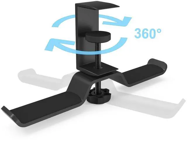Alt view image 7 of 7 - Foldable Headphone Stand for Desk, Aluminum Headset Stand Clamp Hook Under Desk Space Save Mount, Headset Holder for Gaming Headphone, Office, Backpack, Bag, Purse Hanging (Black)