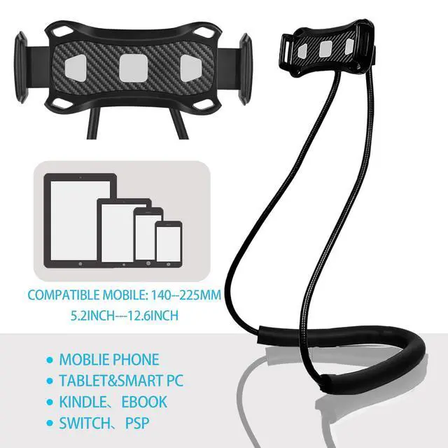 Alt view image 6 of 7 - Lazy Neck Phone Holder,Cell Phone Stand for Bed Around Neck,Hand Free Flexible Tablet Holder for Bed (Spring Tube - Soft)