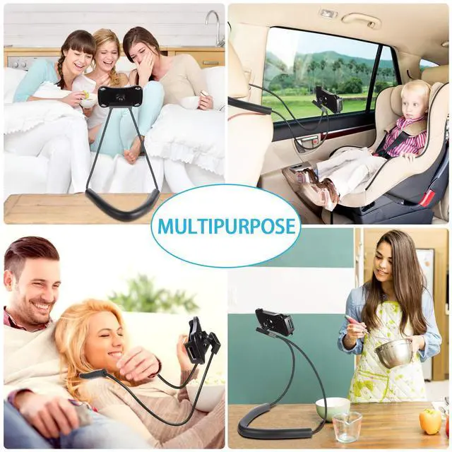 Alt view image 7 of 7 - Lazy Neck Phone Holder,Cell Phone Stand for Bed Around Neck,Hand Free Flexible Tablet Holder for Bed (Spring Tube - Soft)