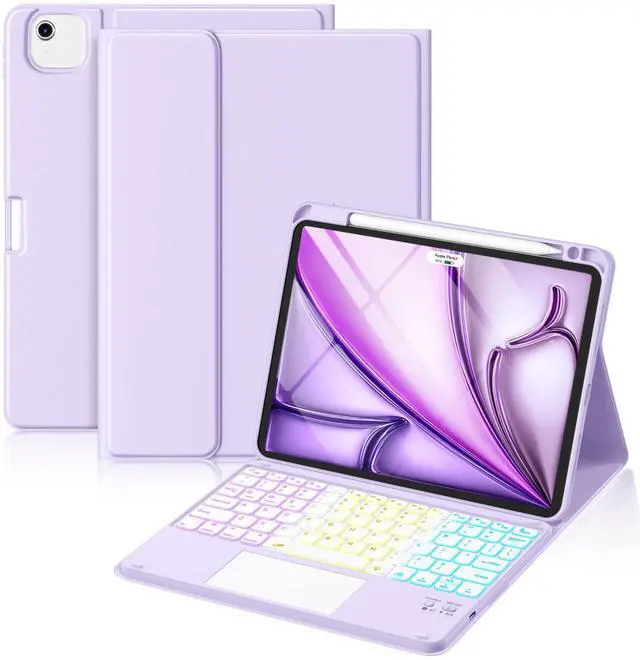 Main image of for iPad Air 11 Inch Case with Keyboard M4/M3/M2 - Multi-Touch Trackpad, 7 Colors Backlit, Magnetic Stain Proof Folio Cover for iPad Air 5/4th Generation & Pro 11-in 4th 3rd 2nd 1st Gen, Purple