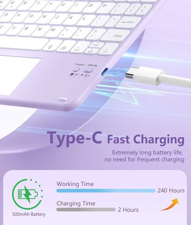 Alt view image 3 of 7 - for iPad Air 11 Inch Case with Keyboard M4/M3/M2 - Multi-Touch Trackpad, 7 Colors Backlit, Magnetic Stain Proof Folio Cover for iPad Air 5/4th Generation & Pro 11-in 4th 3rd 2nd 1st Gen, Purple