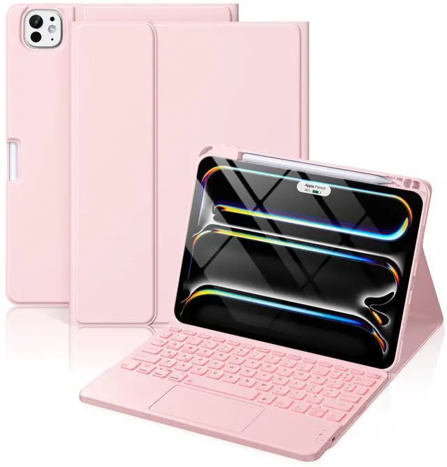 Main image of for iPad Pro 11-inch Case with Keyboard (M5/M4) - Magnetic Wireless Detachable Keyboard with Multi-Touch Trackpad 7 Colors Backlit Stain Proof Folio Cover for Pro 11 Inch 2025 2024 - Light Pink