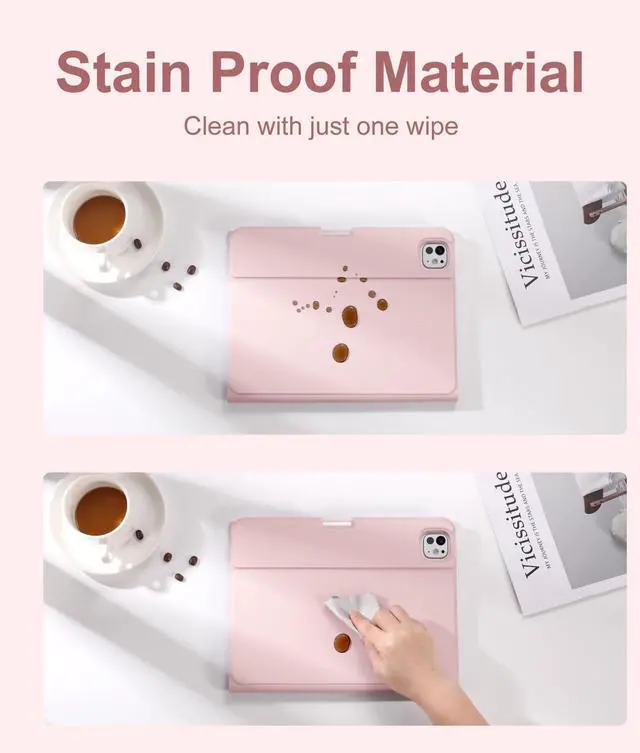 Alt view image 7 of 7 - for iPad Pro 11-inch Case with Keyboard (M5/M4) - Magnetic Wireless Detachable Keyboard with Multi-Touch Trackpad 7 Colors Backlit Stain Proof Folio Cover for Pro 11 Inch 2025 2024 - Light Pink