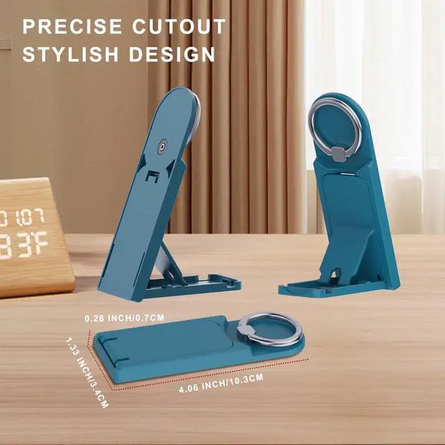 Alt view image 5 of 7 - Universal Tablet Stand with Built-in Ring Holder 2 Pack-Adjustable Multifunction Tablet Kickstand with Adhesive Patch for iPad Pro, Air, Samsung Galaxy Tab, Kindle Tablets, Black &Teal