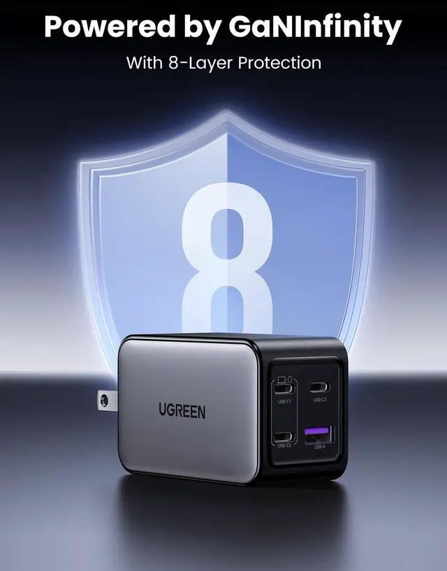 Alt view image 5 of 7 - Nexode 65W GaN USB C Wall Charger, 4-Port Fast Type-C Charger Compatible with MacBook Pro/Air, iPhone 17/16/15 Series, Galaxy S25/S24, Pixel 10/9, iPad Pro, Steam Deck