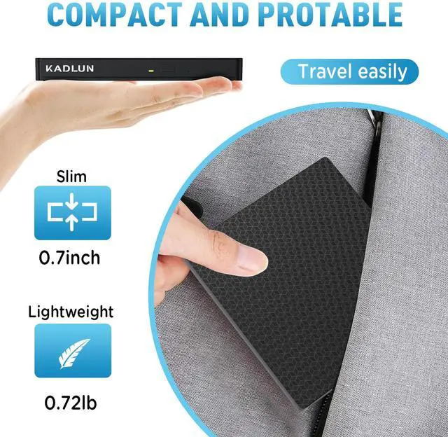 Alt view image 7 of 7 - External CD/DVD Drive External USB 3.0 USB C External CD Drive for Laptop Desktop PC MacBook iMac, DVD +/-RW Burner Optical Drive External DVD Drive for Windows 11/10/8/7/XP/Linux/Vista/MacOS