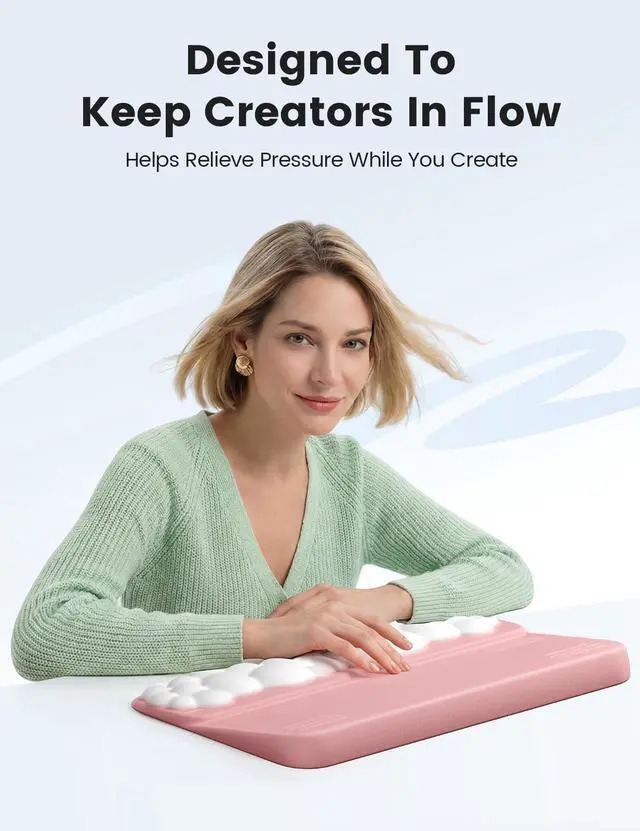 Alt view image 2 of 7 - Wrist Rest and Keyboard Stand, Computer Wrist Support Pad Soft Memory Foam, Ergonomic Cloud Keyboard Riser Holder Lifter Tilted Wrist Cushion for Desk, Palm Hand Typing for Office Home Gaming