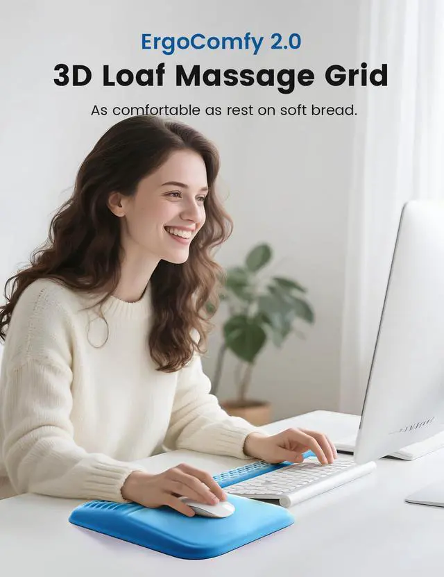 Alt view image 3 of 7 - Wrist Rest for Computer Keyboard & Mouse Pad Set Gray, Ergonomic Memory Foam Wrist Support, Non-Slip Keyboard Wrist Rest & Soft Mouse Pad for Typing Comfort & Wrist Pain Relief