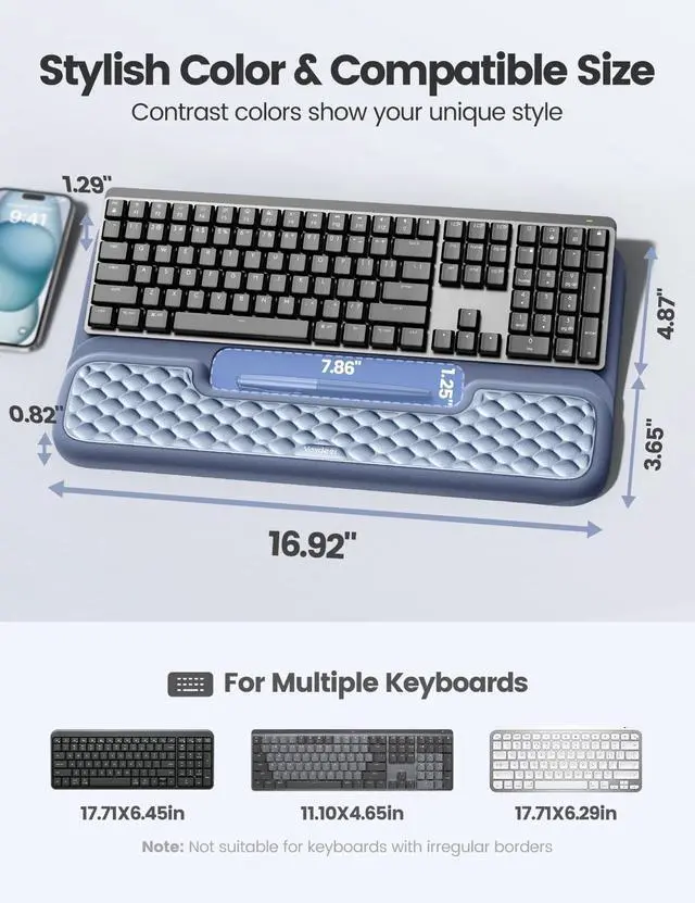 Alt view image 7 of 7 - Wrist Rest with Keyboard Stand, Computer Wrist Support Pad, Ergonomic Keyboard Riser Holder Lift Tray with Wrist Pad, Soft Memory Foam Desk Cushion, Palm Arm Hand Typing for Office Home Gift