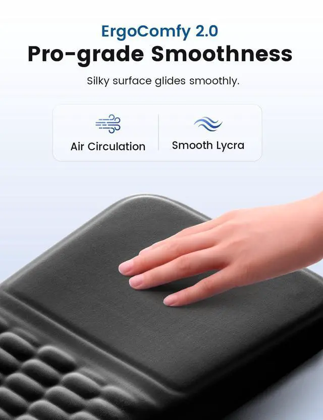 Alt view image 6 of 7 - Ergonomic Mouse Pad with Wrist Rest Memory Foam Mouse Pad with Wrist Support & Massage Bulge, Non-Slip PU Base, Relieves Carpal Tunnel Pain Ideal Mouse Wrist Rest for Office & Home