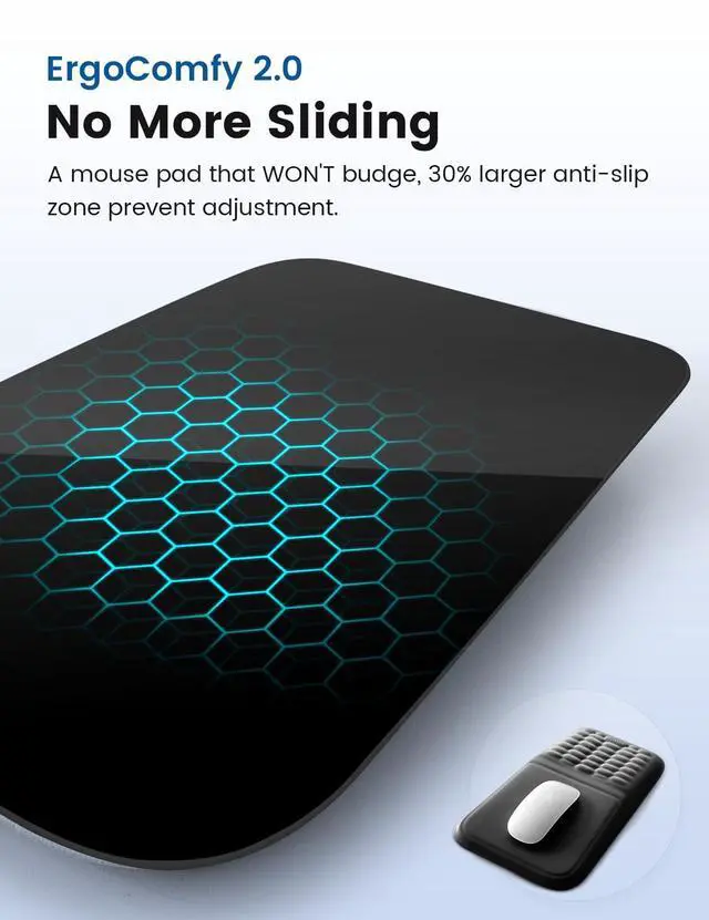 Alt view image 7 of 7 - Ergonomic Mouse Pad with Wrist Rest Memory Foam Mouse Pad with Wrist Support & Massage Bulge, Non-Slip PU Base, Relieves Carpal Tunnel Pain Ideal Mouse Wrist Rest for Office & Home