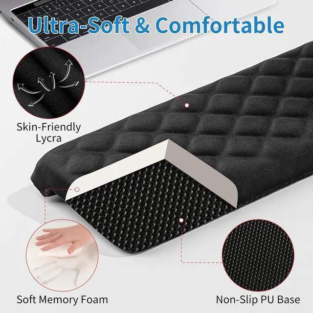 Alt view image 3 of 6 - L-Shaped Desk Elbow Pad for Desk, Memory Foam Elbow Support Padding with Non-Slip, 2-Piece Ergonomic Desk Edge Cushion, Wrist Comfort Support for Office Home (Diamond Black)