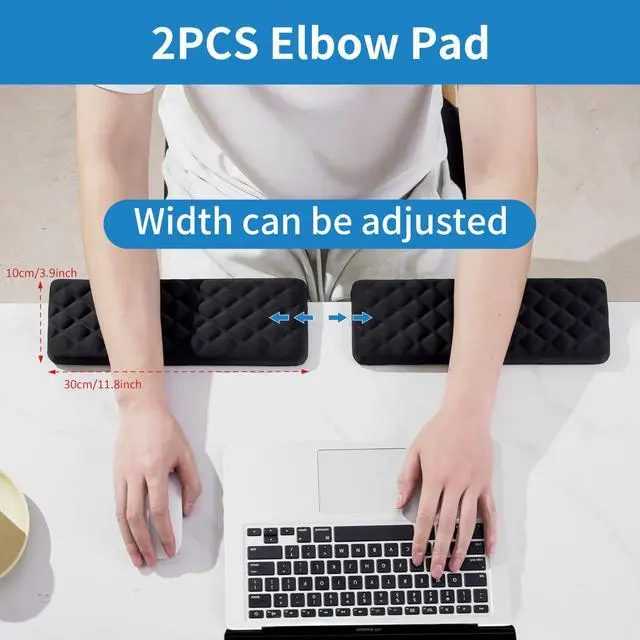 Alt view image 5 of 6 - L-Shaped Desk Elbow Pad for Desk, Memory Foam Elbow Support Padding with Non-Slip, 2-Piece Ergonomic Desk Edge Cushion, Wrist Comfort Support for Office Home (Diamond Black)