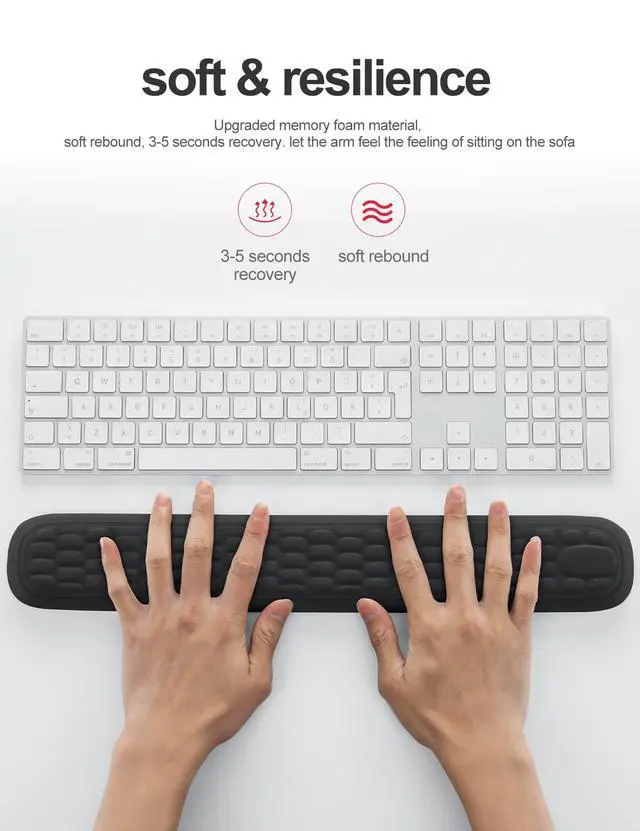 Alt view image 5 of 7 - Wrist Rest Set Keyboard and Mouse Wrist Rest, Ergonomic Gel Pad for Desk, Memory Foam Support for Office, Gaming, Computer, Laptop, Mac - Black