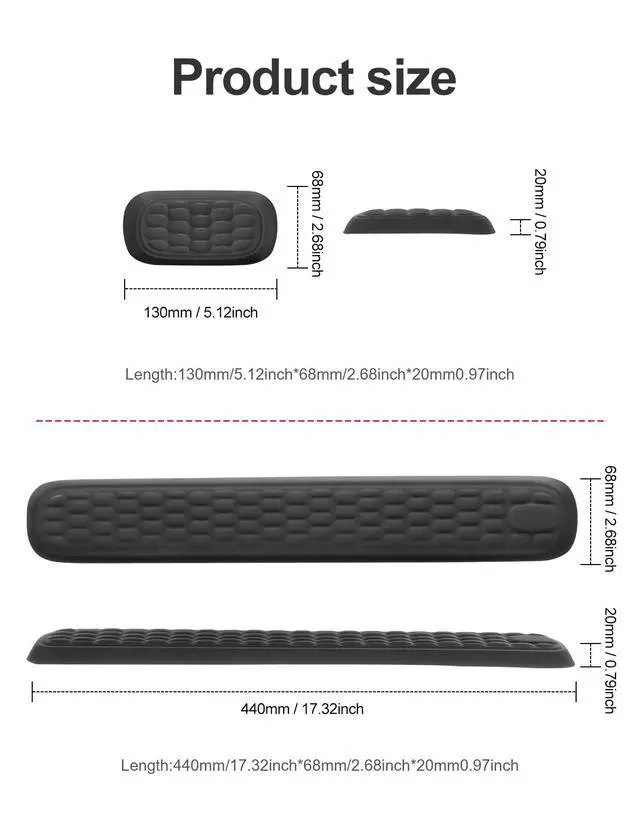 Alt view image 7 of 7 - Wrist Rest Set Keyboard and Mouse Wrist Rest, Ergonomic Gel Pad for Desk, Memory Foam Support for Office, Gaming, Computer, Laptop, Mac - Black