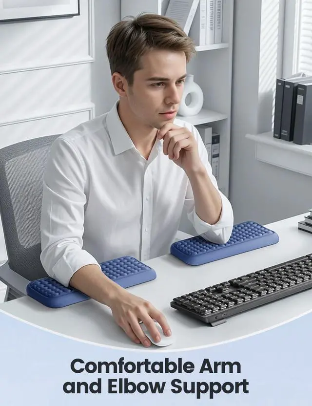 Alt view image 3 of 7 - 2Pcs Elbow Rest Pad, L-Shaped Arm Rest Elbow Pad, Desk Edge Cushion, Ergonomic Memory Foam Wrist Rest Support Keyboard Mouse Padding for Palm Hand Office Computer Home Gaming Accessories-Black