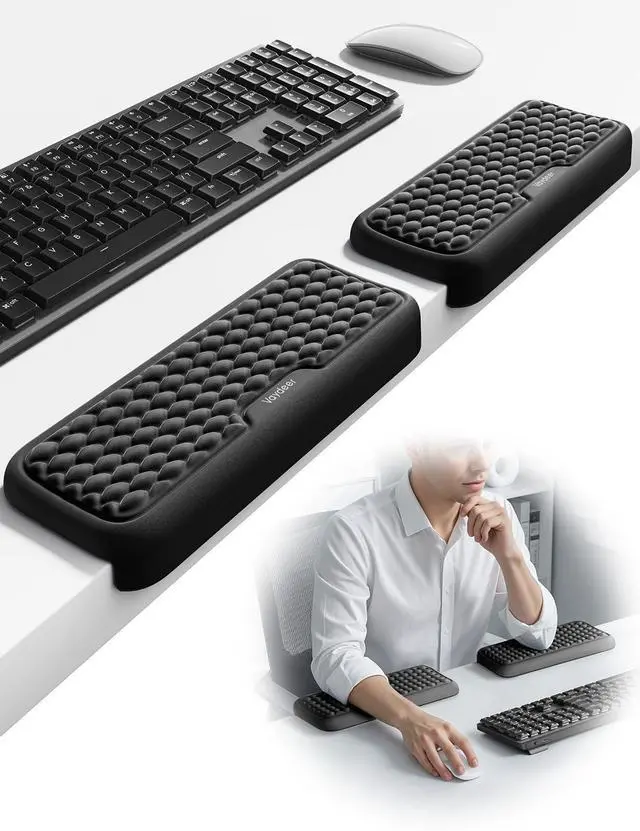 Main image of 2Pcs Elbow Rest Pad, L-Shaped Arm Rest Elbow Pad, Desk Edge Cushion, Ergonomic Memory Foam Wrist Rest Support Keyboard Mouse Padding for Palm Hand Office Computer Home Gaming Accessories-Black