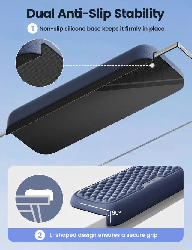 Alt view image 5 of 7 - 2Pcs Elbow Rest Pad, L-Shaped Arm Rest Elbow Pad, Desk Edge Cushion, Ergonomic Memory Foam Wrist Rest Support Keyboard Mouse Padding for Palm Hand Office Computer Home Gaming Accessories-Black