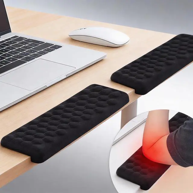 Main image of L-Shaped Desk Elbow Pads (2-Pack) - Adjustable Spacing Memory Foam Desk Edge Cushion for Forearm & Wrist Support, Ergonomic Desk Arm Rest for Office, Gaming
