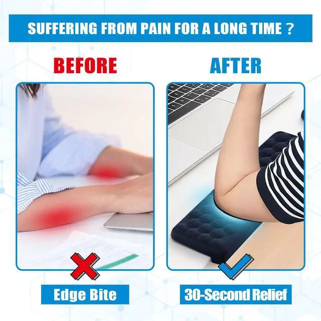 Alt view image 2 of 7 - L-Shaped Desk Elbow Pads (2-Pack) - Adjustable Spacing Memory Foam Desk Edge Cushion for Forearm & Wrist Support, Ergonomic Desk Arm Rest for Office, Gaming