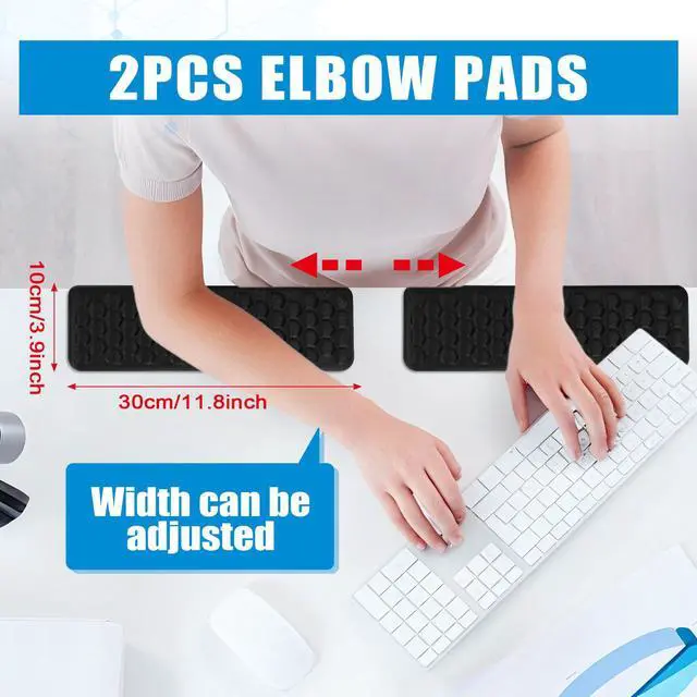 Alt view image 3 of 7 - L-Shaped Desk Elbow Pads (2-Pack) - Adjustable Spacing Memory Foam Desk Edge Cushion for Forearm & Wrist Support, Ergonomic Desk Arm Rest for Office, Gaming