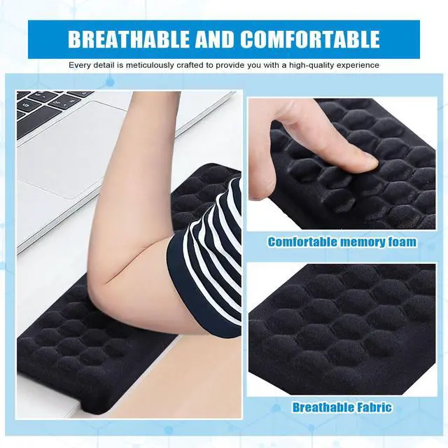 Alt view image 4 of 7 - L-Shaped Desk Elbow Pads (2-Pack) - Adjustable Spacing Memory Foam Desk Edge Cushion for Forearm & Wrist Support, Ergonomic Desk Arm Rest for Office, Gaming