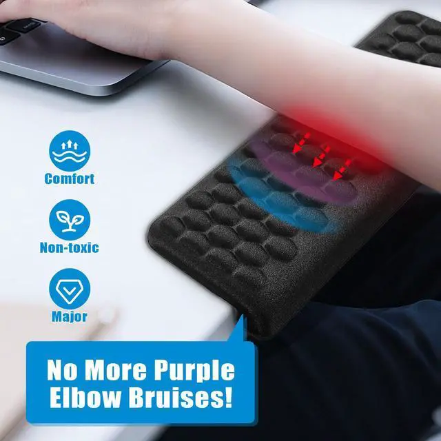 Alt view image 5 of 7 - L-Shaped Desk Elbow Pads (2-Pack) - Adjustable Spacing Memory Foam Desk Edge Cushion for Forearm & Wrist Support, Ergonomic Desk Arm Rest for Office, Gaming