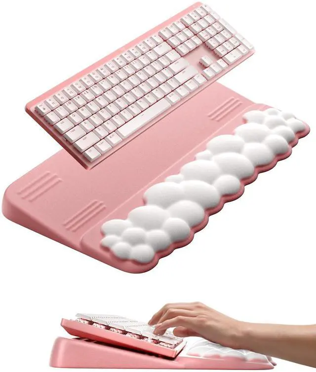 Main image of Keyboard Stand Wrist Rest, Cloud Ergonomic Wrist Support Pad Soft Memory Foam, Computer Keyboard Riser Holder Lifter Tilt Cushion for Desk, Palm Hand Typing for Office Home Gaming Pain Relief
