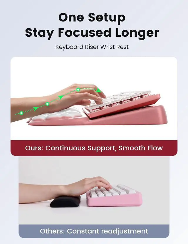 Alt view image 3 of 7 - Keyboard Stand Wrist Rest, Cloud Ergonomic Wrist Support Pad Soft Memory Foam, Computer Keyboard Riser Holder Lifter Tilt Cushion for Desk, Palm Hand Typing for Office Home Gaming Pain Relief