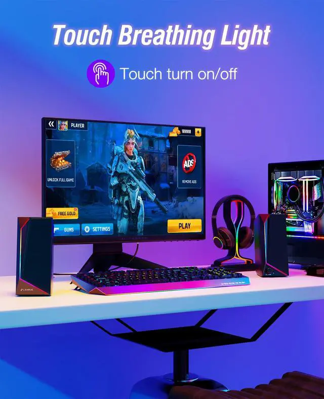 Alt view image 3 of 6 - Computer Speakers, USB/USB-C Powered PC Speakers with Loud Stereo Sound, Headphone-in for Desktop, iMac, MacBook, Laptop, Monitor (USB-C to USB Adapter Included)