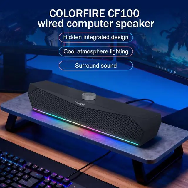 Alt view image 6 of 7 - Monitor Speakers,Computer Speakers,PC Speakers for Monitor,RGB Touch Lights,Computer SoundBar for PC USB-A Powered,Plug-and-Play,Clear Sound for Desktop Laptop,Smart TV(Black)