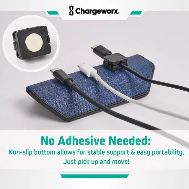 Alt view image 5 of 7 - Magnetic Cable Organizer Weighted Non-Adhesive Cord Holder with 3 Magnetic Clips for USB-C, Lightning & MagSafe Cables Desk, Office & Nightstand Cable Management