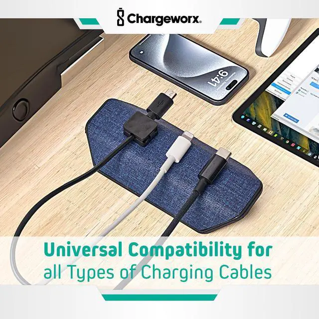 Alt view image 6 of 7 - Magnetic Cable Organizer Weighted Non-Adhesive Cord Holder with 3 Magnetic Clips for USB-C, Lightning & MagSafe Cables Desk, Office & Nightstand Cable Management