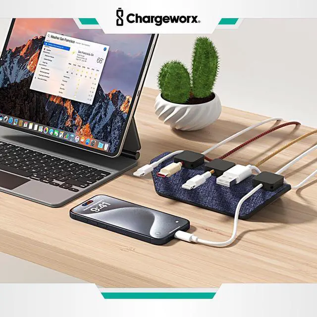 Alt view image 7 of 7 - Magnetic Cable Organizer Weighted Non-Adhesive Cord Holder with 3 Magnetic Clips for USB-C, Lightning & MagSafe Cables Desk, Office & Nightstand Cable Management