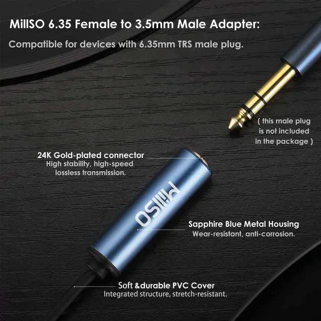 Alt view image 7 of 7 - 1/4 to 3.5mm Headphone Adapter, 6.6 Feet TRS 6.35mm Female to 3.5mm Male 1/8 to 1/4 Stereo Audio Adapter for Guitar Amplifiers, Piano, Home Theater Devices, Phone, Laptop, Headphones - 6.6 Ft