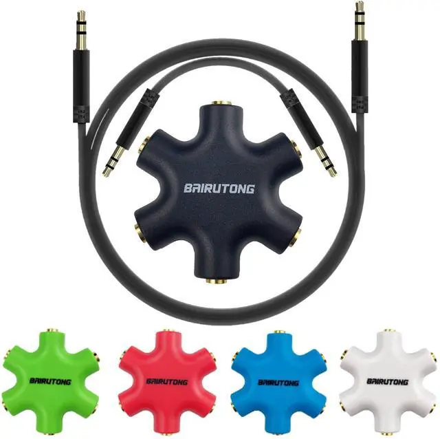 Main image of 5-Jack Multi Headphone Audio Splitter With 3.5mm Stereo Cable 20cm & 100cm, 5-Pack