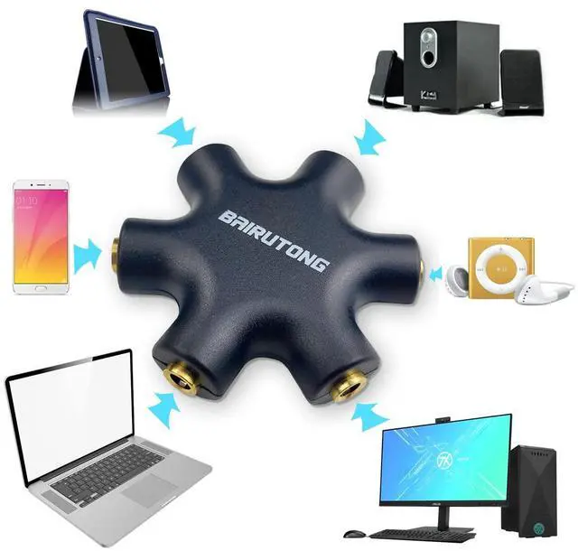 Alt view image 5 of 6 - 5-Jack Multi Headphone Audio Splitter With 3.5mm Stereo Cable 20cm & 100cm, 5-Pack